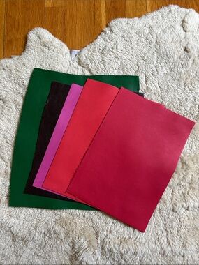 Assorted Leather Craft Sheets/Scraps in Green, Dark Brown, Orange, Red, Pink